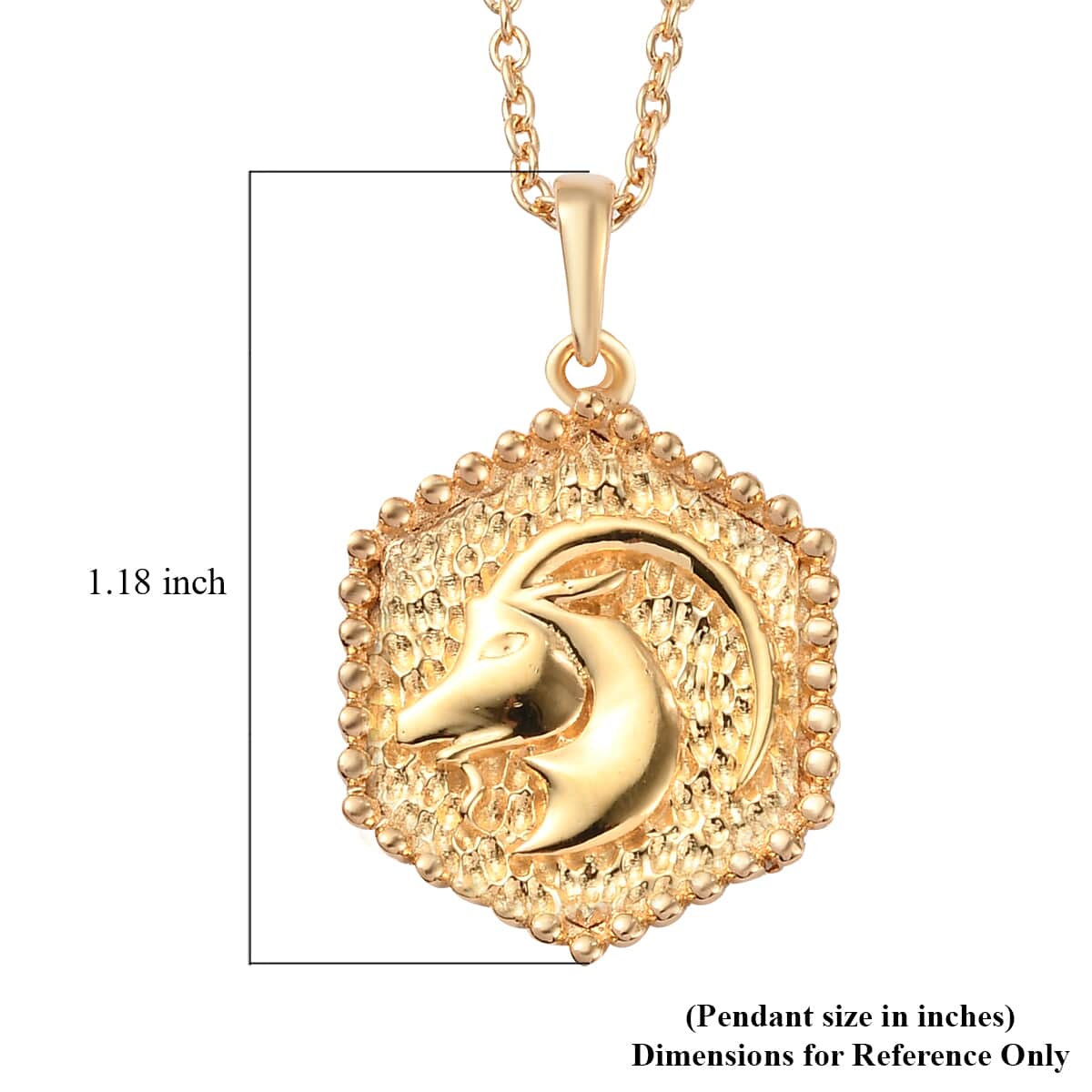 KARIS Capricorn Zodiac Pendant Necklace 20 Inches in 18K YG Plated and ION Plated Yellow Gold Stainless Steel image number 5