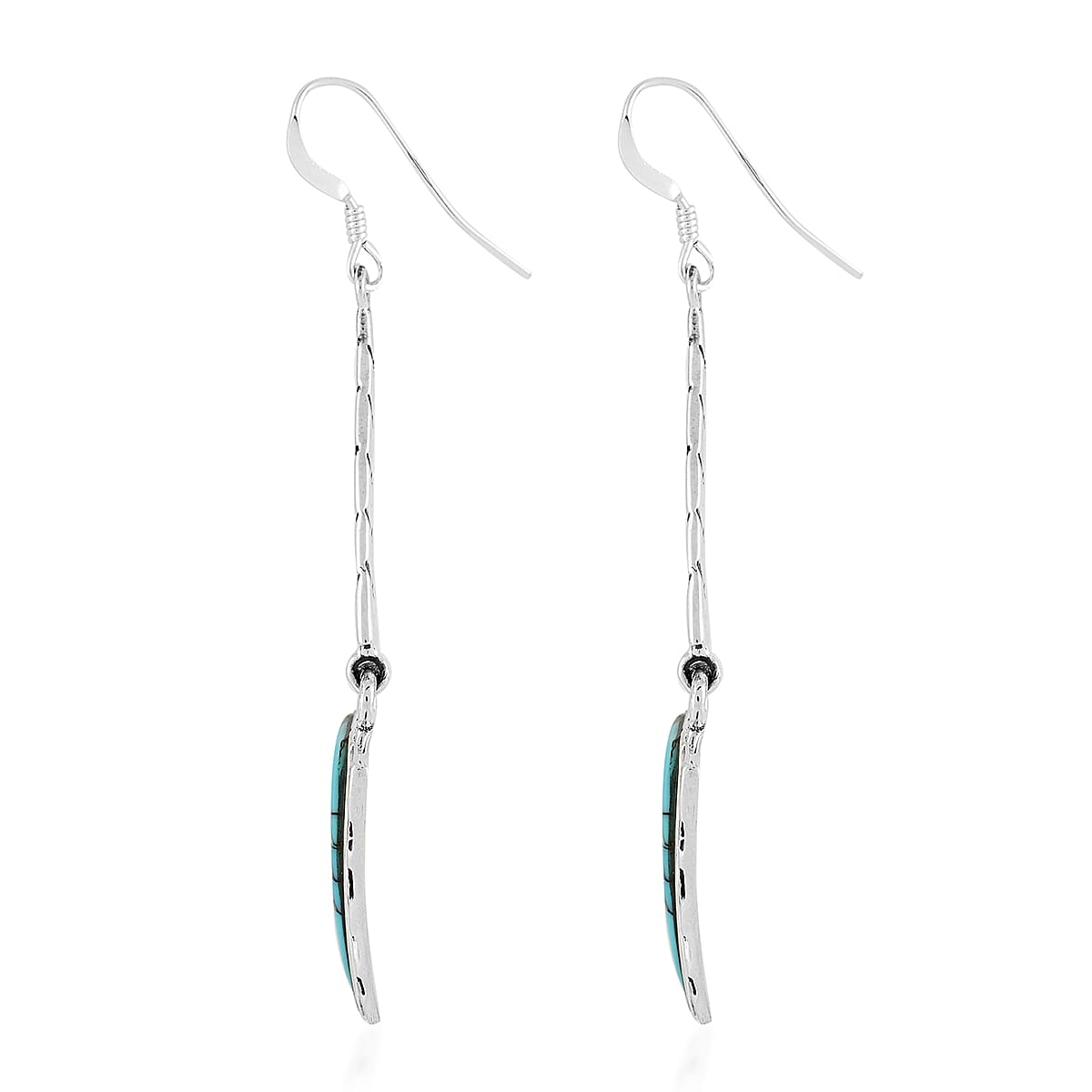 Santa Fe Style Turquoise and Lab Created Opal Arrowhead Pendant and Dangle Earrings in Sterling Silver 1.55 ctw