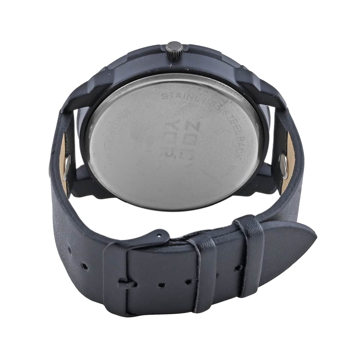 ZOO YORK Quartz Movement Grey Textured Dial Watch with Black Vegan Leather Strap and Black Headphones Gift Set image number 4