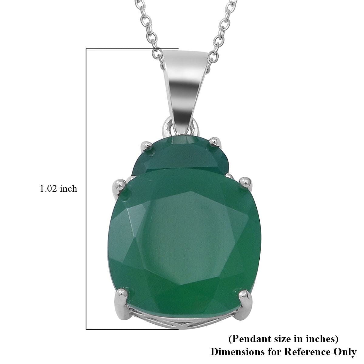 Verde Onyx Pendant Necklace 18 Inches in Platinum Over Sterling Silver 11.00 ctw