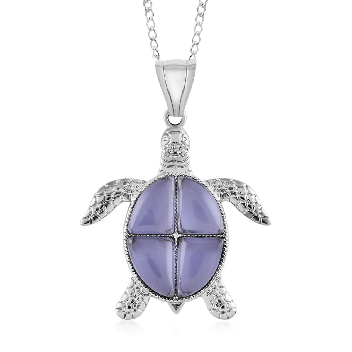 Purple Quartz Turtle Pendant Necklace 18 Inches in Silvertone 10.35 ctw image number 0