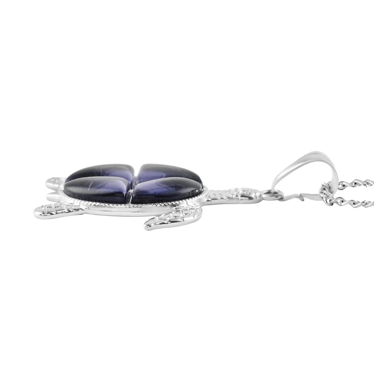 Purple Quartz Turtle Pendant Necklace 18 Inches in Silvertone 10.35 ctw image number 3