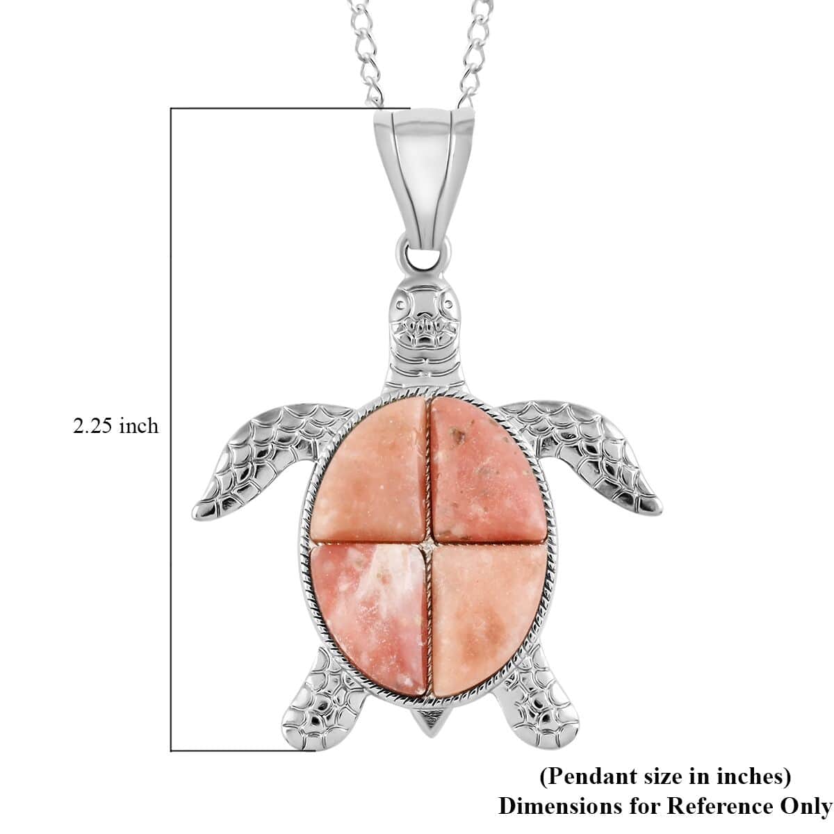 Chili Jasper Turtle Pendant Necklace 18 Inches in Silvertone 10.35 ctw image number 5