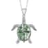 Green Agate Turtle Pendant Necklace 18 Inches in Silvertone 10.35 ctw image number 0