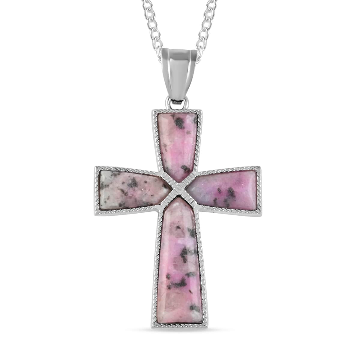 Purple Quartz Cross Pendant Necklace 18 Inches in Silvertone 12.25 ctw image number 0