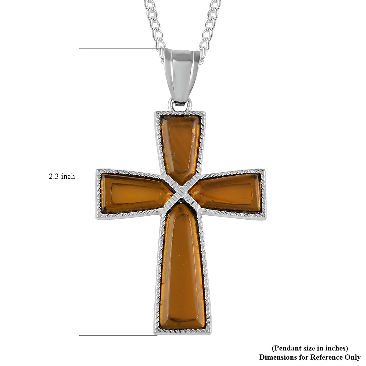 Brazilian Smoky Quartz Cross Pendant Necklace 18 Inches in Silvertone 12.25 ctw image number 5
