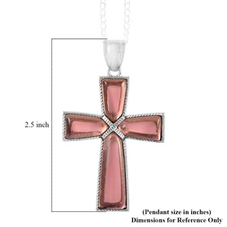 Amethyst Glass Cross Pendant Necklace 18 Inches in Silvertone  image number 5