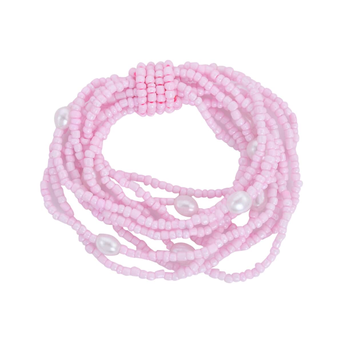 Seed Pearl Rope Necklace | Mociun Pink