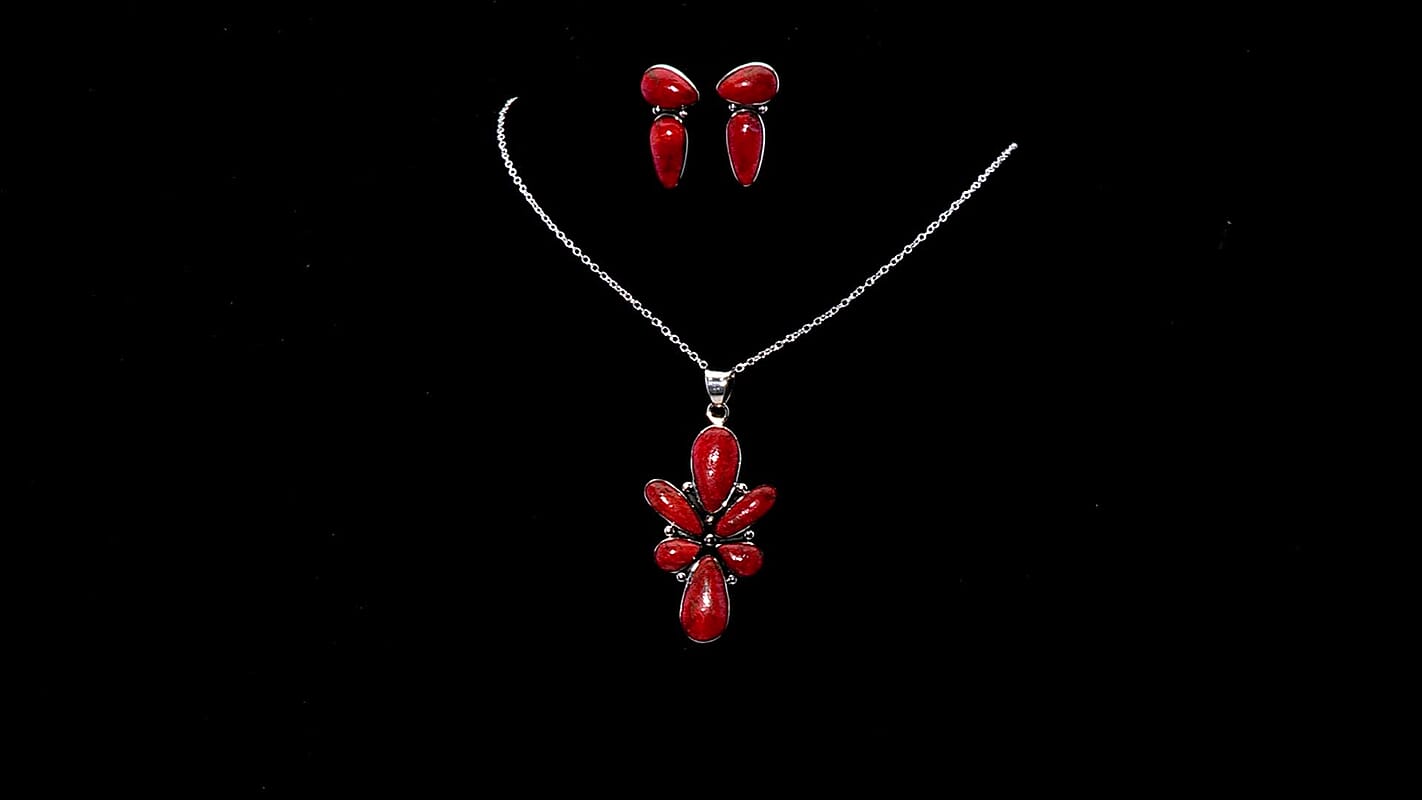 SANTA FE Style Mojave Turquoise Abstract Earrings and Pendant in Sterling Silver 15 Grams 22.00 ctw