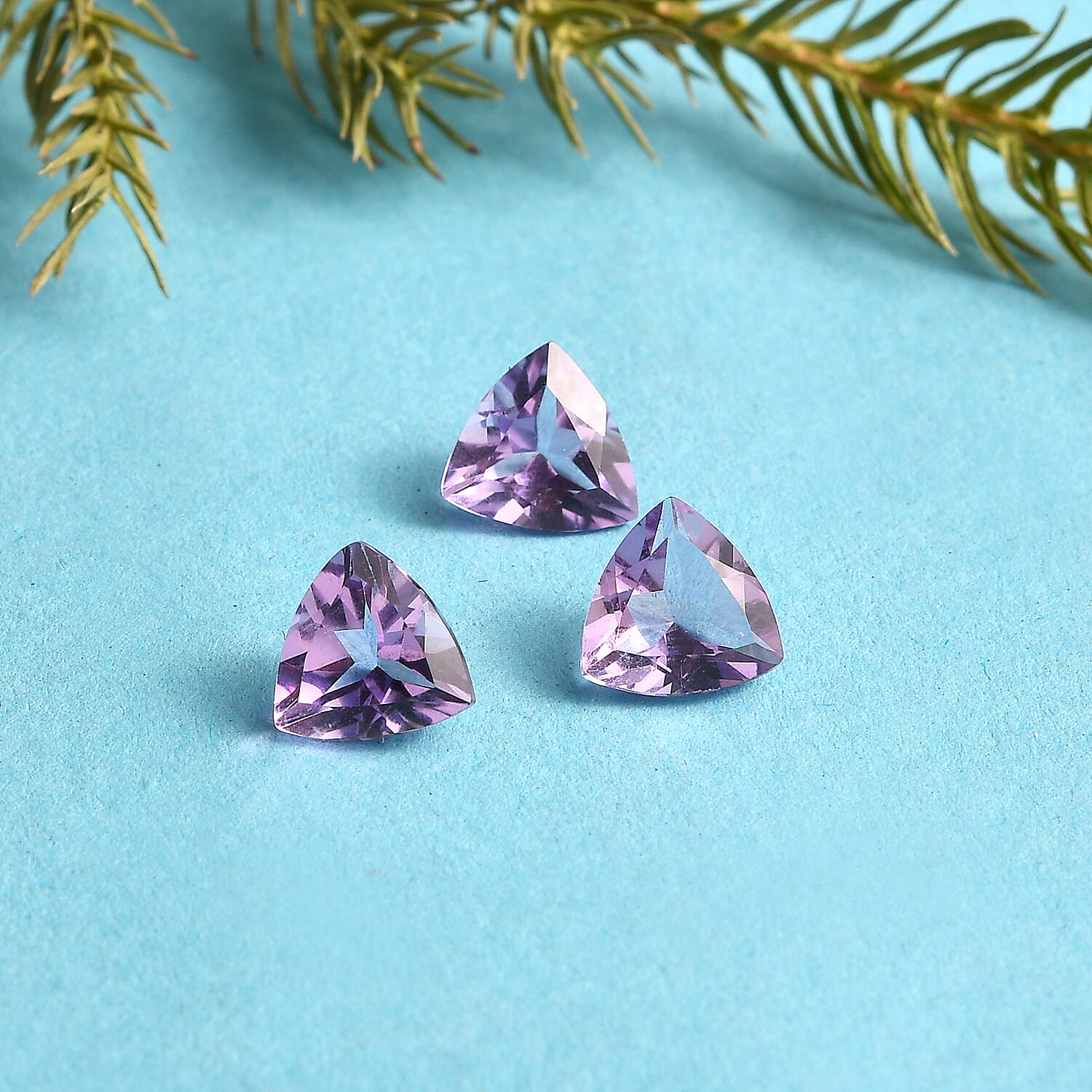Rose De France Amethyst Set of 3 (Trl 7 mm) 2.70 ctw Loose Gemstone