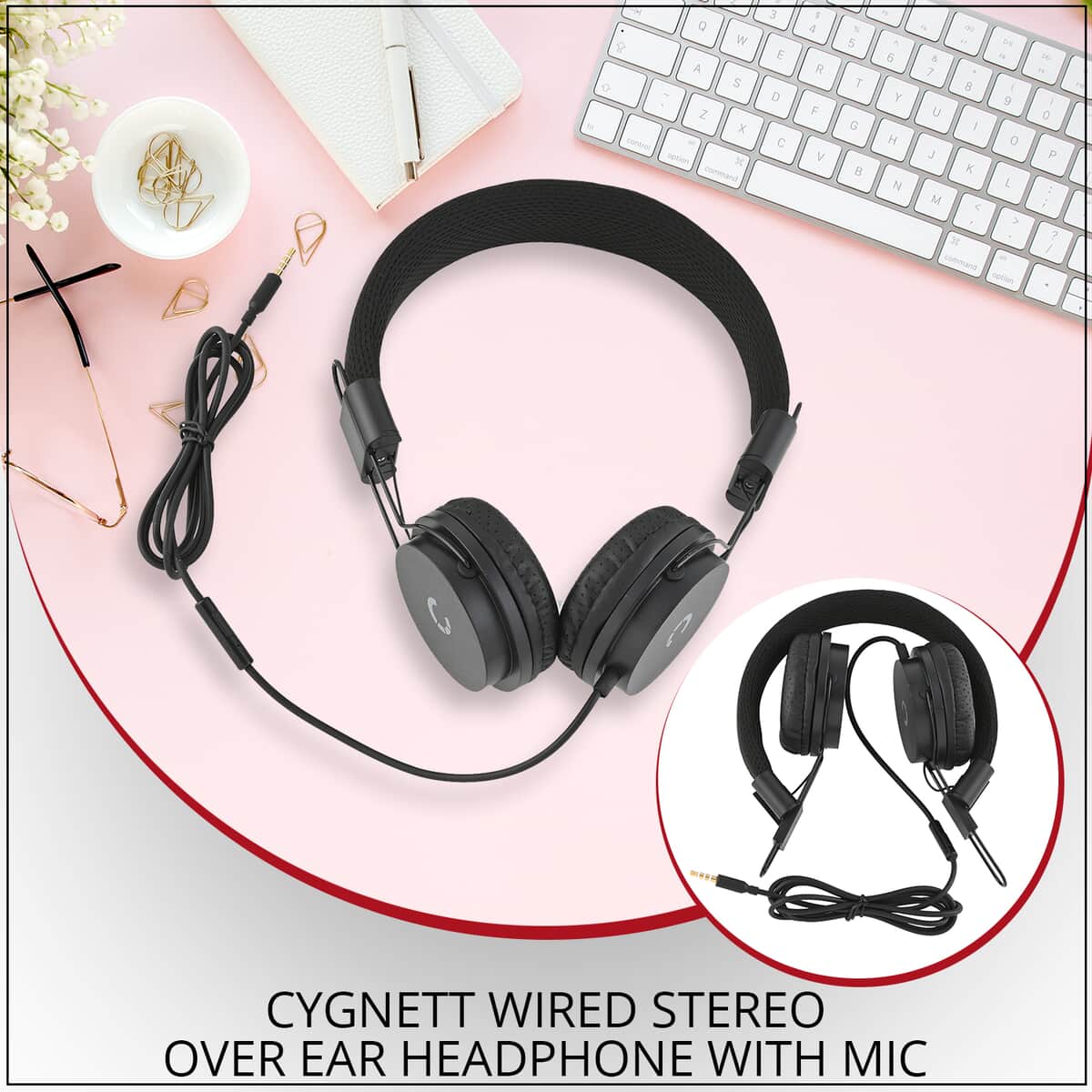 Cygnett Wired Stereo Over Ear Headphone with Mic - Black image number 1