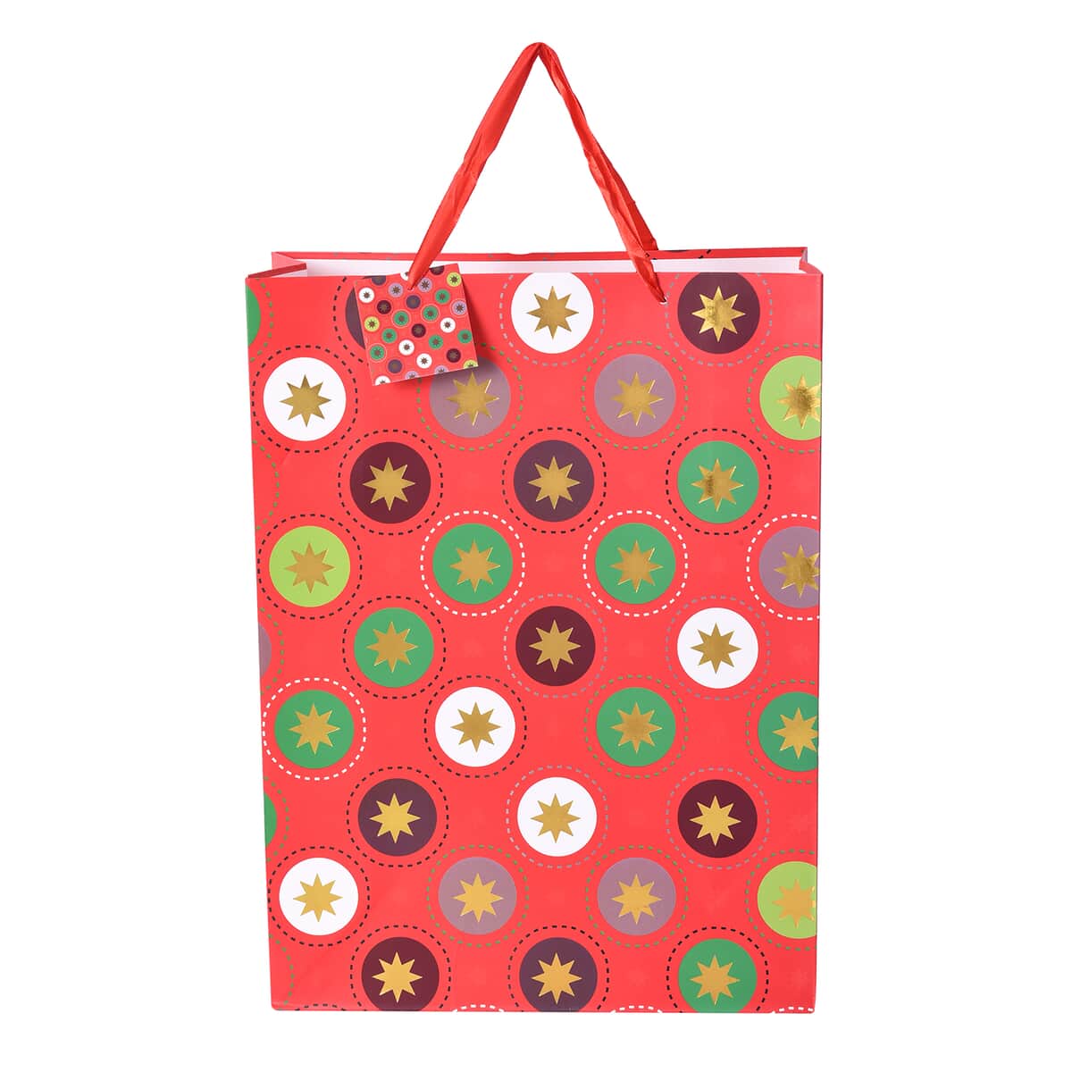 Set of 6 Christmas Theme Colorful Polka Dot Pattern Card Paper Gift Packing Bag image number 1