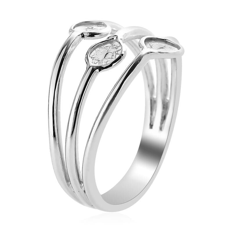 Artisan Crafted Polki Diamond Ring in Platinum Over Sterling Silver (Size 10.0) 0.35 ctw