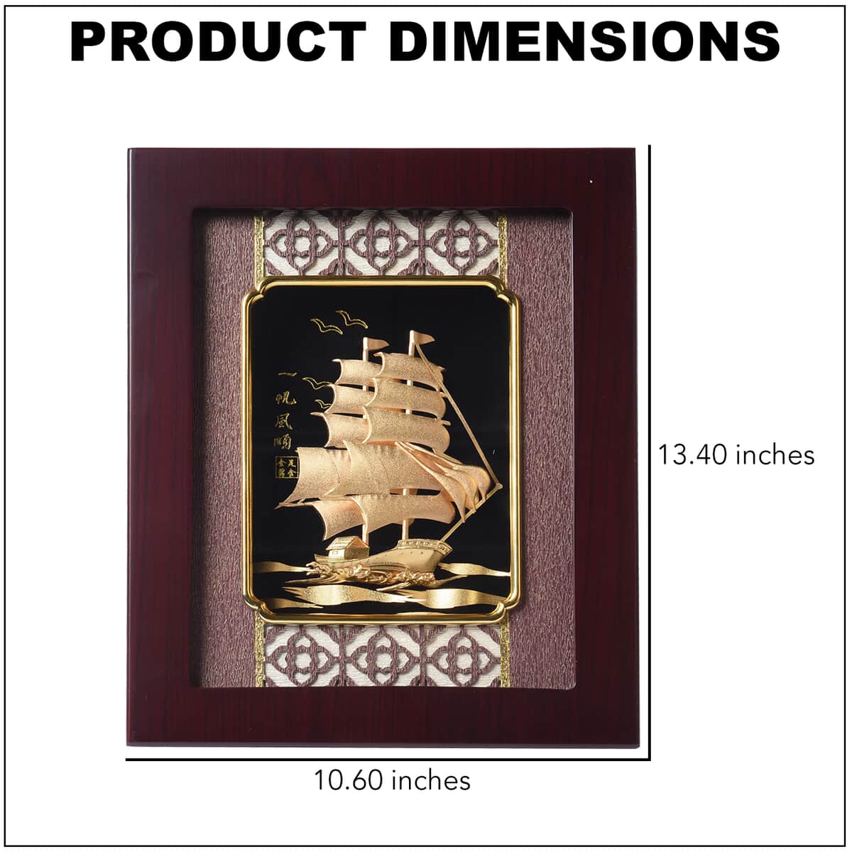 24K Gold Plated Layer Boat Exhibit Wall Decor Frame image number 3