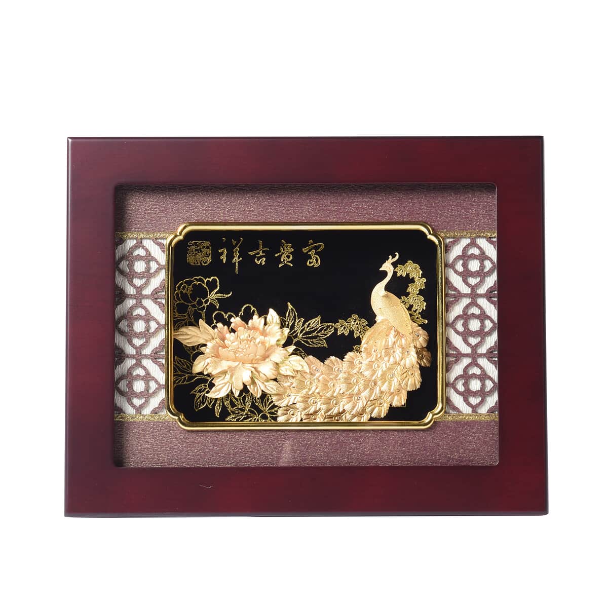 24K Gold Plated Layer Peacock Exhibit Wall Decor Frame image number 0
