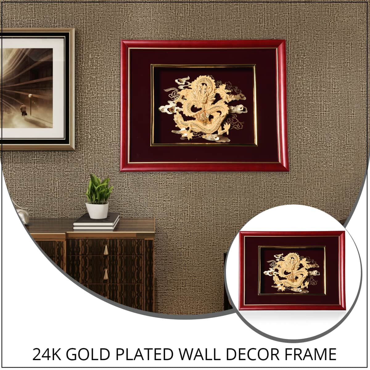 24K Gold Plated Layer Dragon Exhibit Wall Decor Frame image number 1