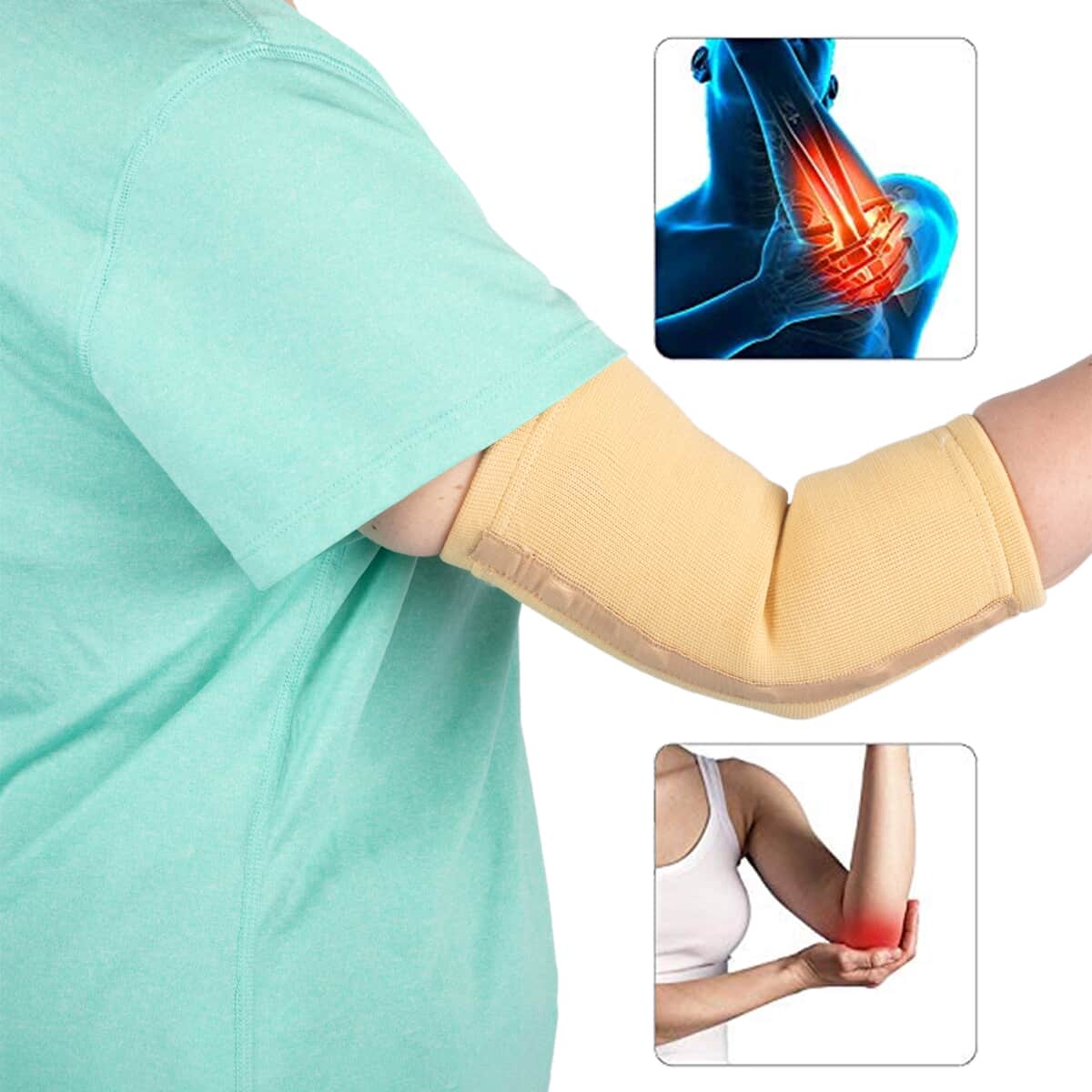 Set of 2 Elastic Elbow Support Sleeve Compression- (M/L) image number 1