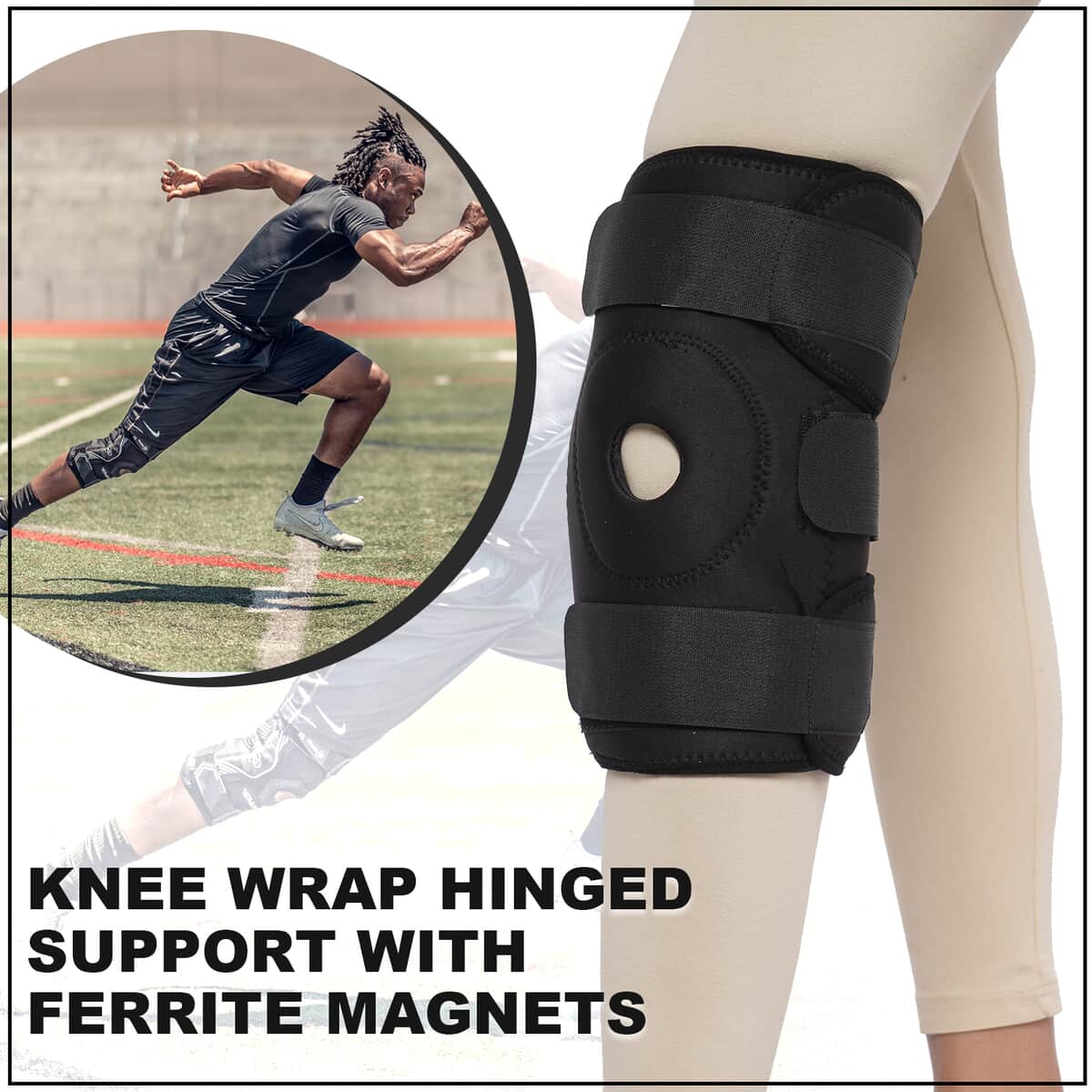 Black Drytex Knee Wrap Hinged Support with Ferrite Magnets image number 1