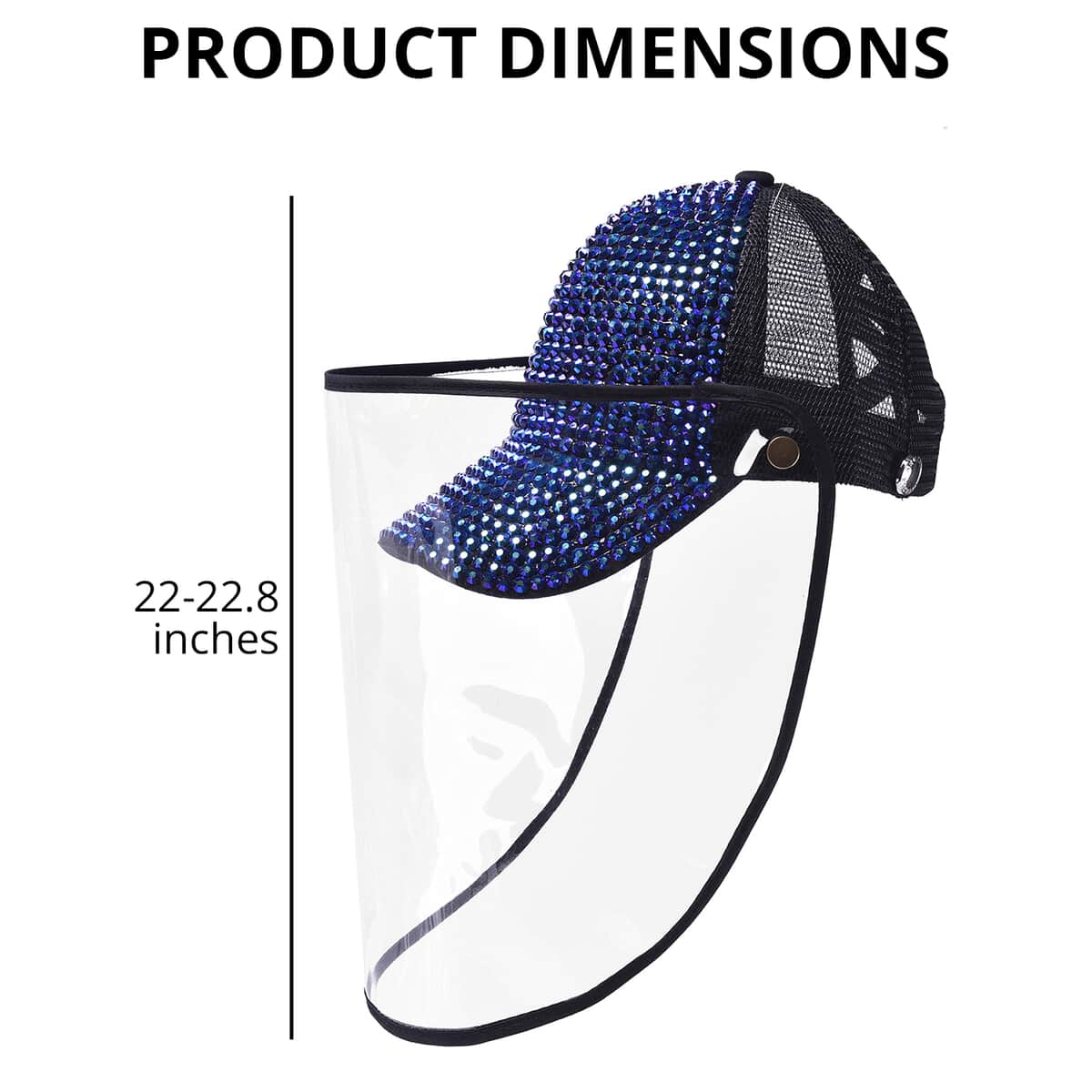 Sapphire Blue Crystal Cap with Detachable Waterproof and Dustproof Shield (22-22.8) image number 4