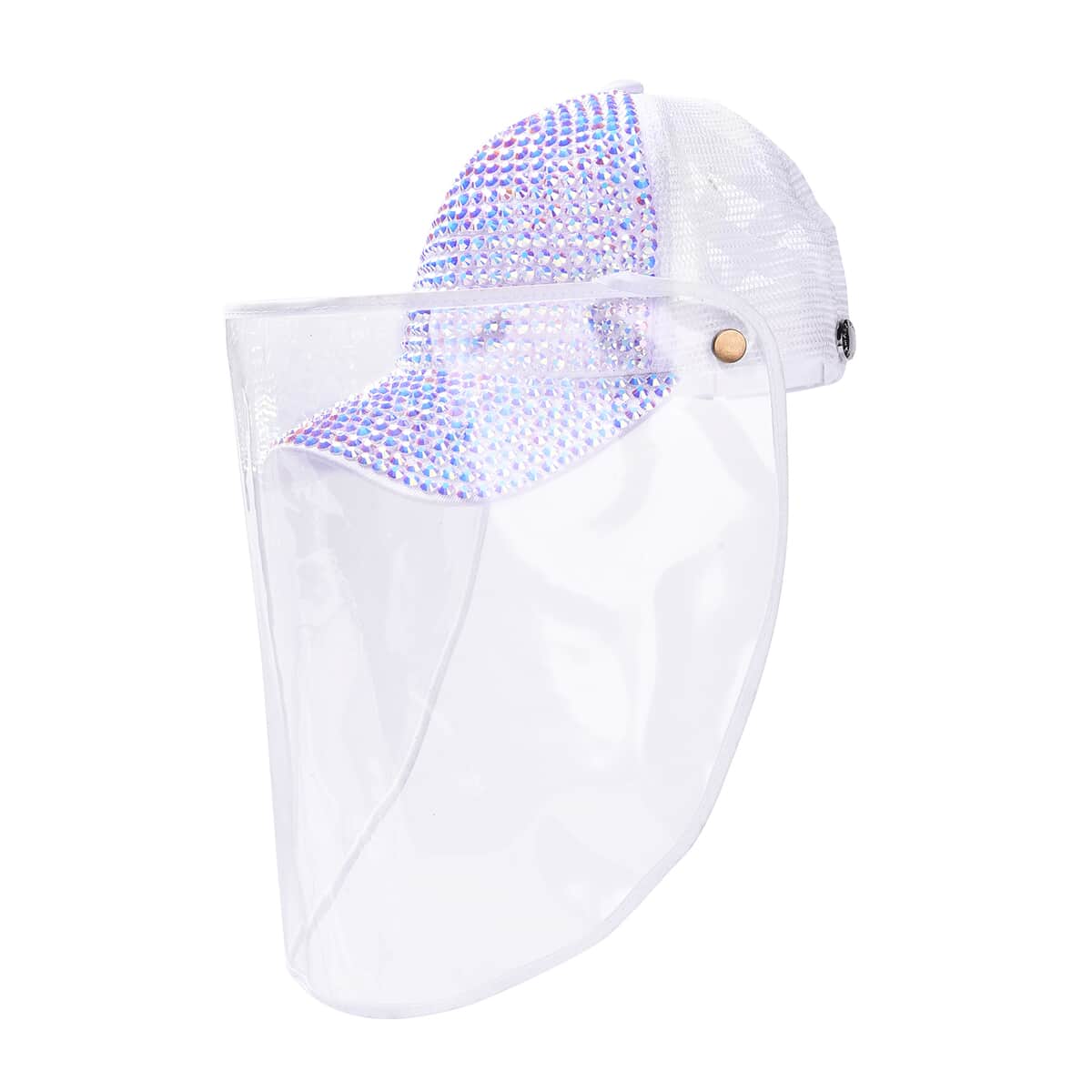 White Crystal Cap with Detachable Waterproof and Dustproof Shield image number 0