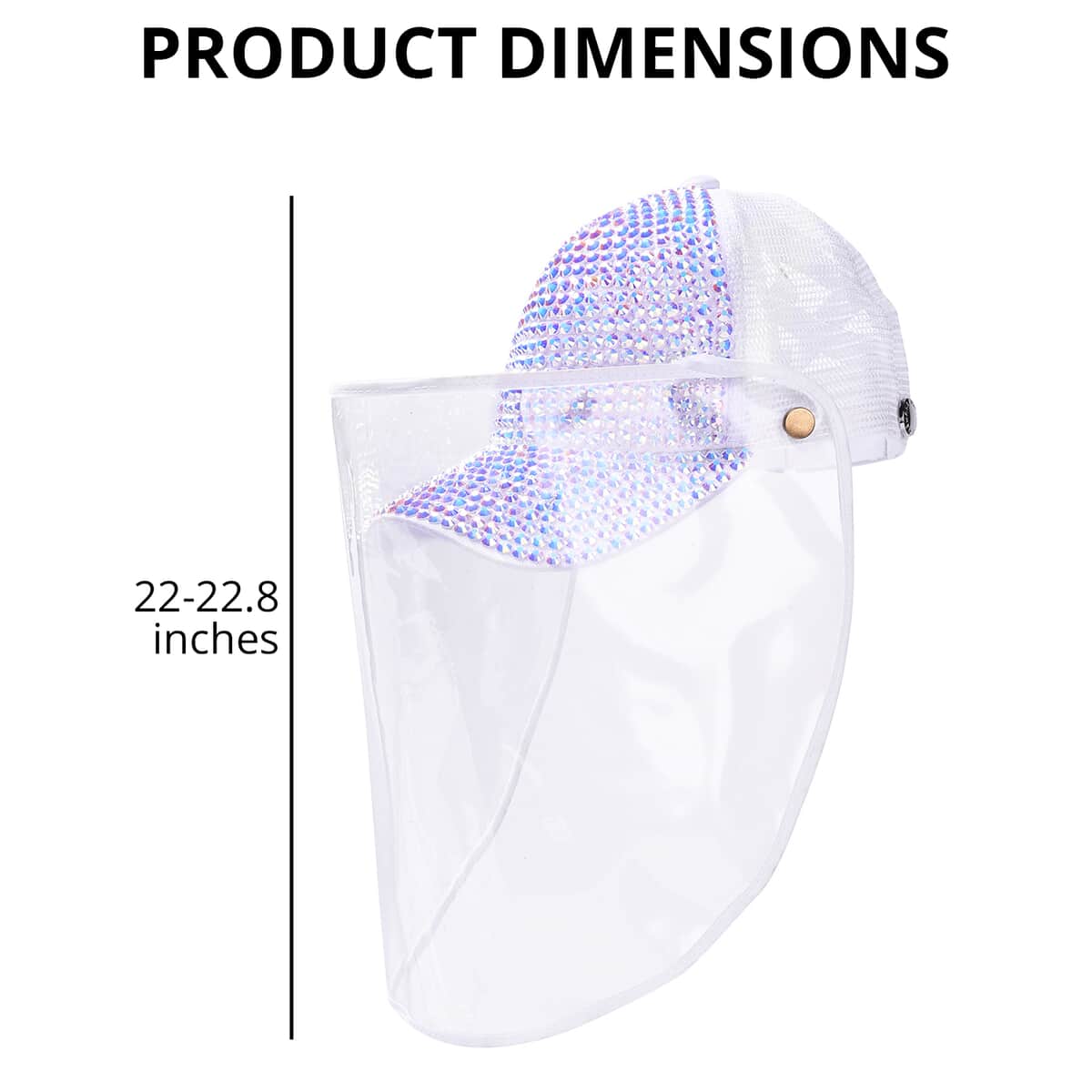 White Crystal Cap with Detachable Waterproof and Dustproof Shield image number 4