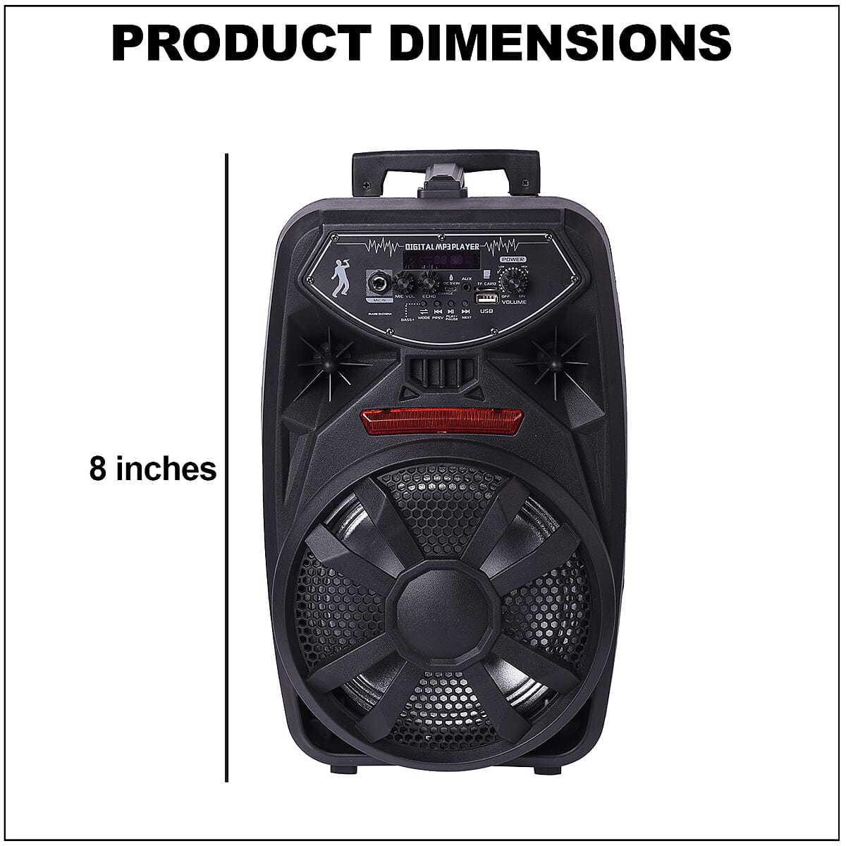 Portable Trolley 8 Bluetooth Wireless Player with Microphone- Black (3.7/2000mAh, Function: USB/TF/FM/Remote/Bluetooth/Aux) image number 3