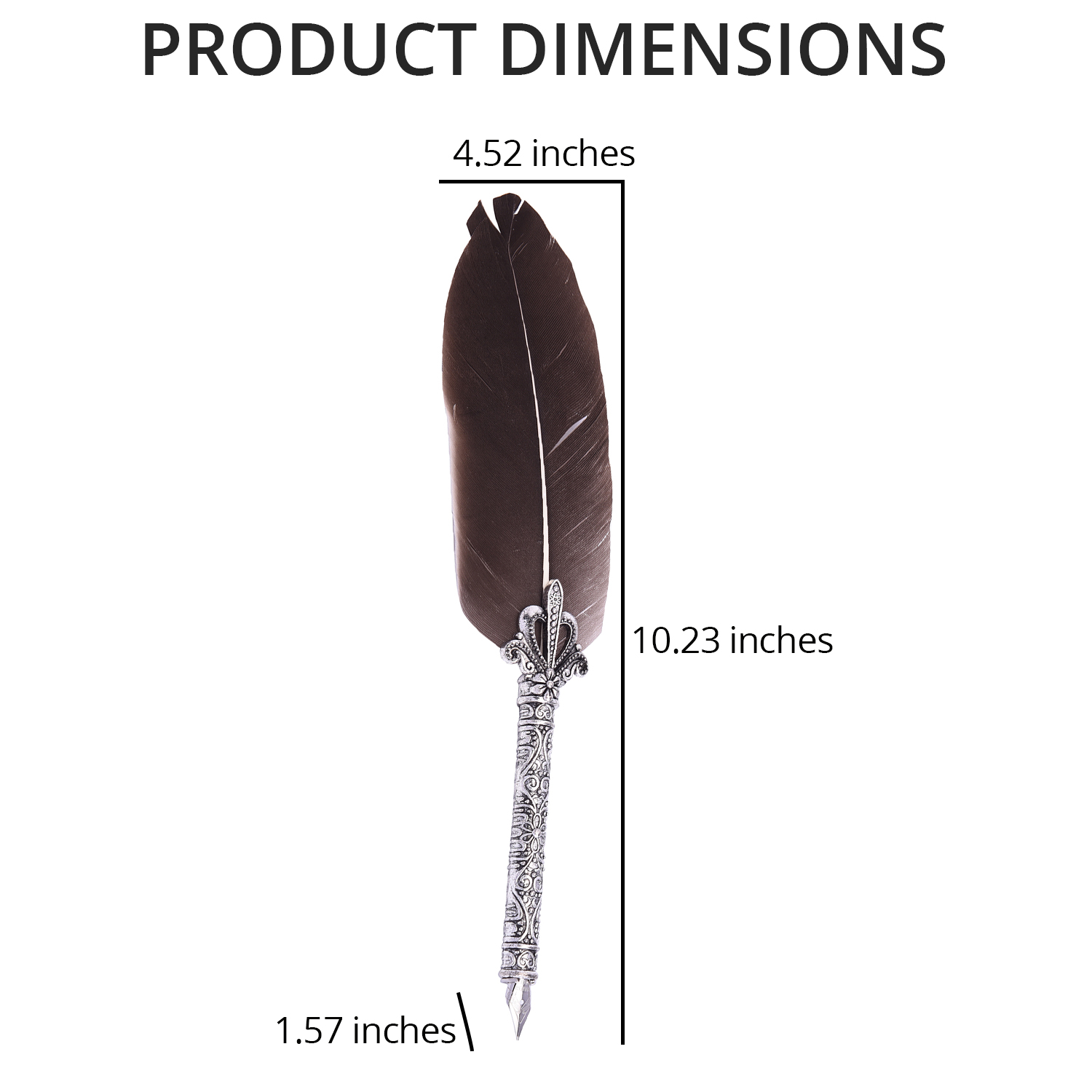 Migration Brown Antique Pen Set: Included Feather Pen, Pen Holder, 5 Extra Nibs and 15ml Black Ink Bottle