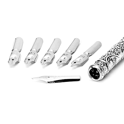 Migration Brown Antique Pen Set: Included Feather Pen, Pen Holder, 5 Extra Nibs and 15ml Black Ink Bottle