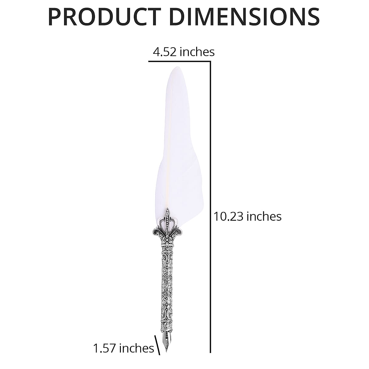 White Antique Pen Set (Feather Pen, Pen Holder, 5 Extra Nibs and 15ml Black Ink Bottle) image number 3
