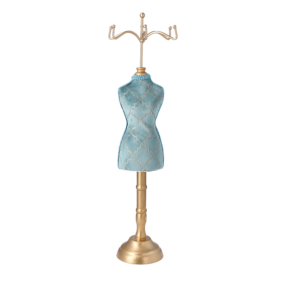 Princess Model Peacock Blue with Golden Hand-made Mannequin Jewelry Display Stand image number 1