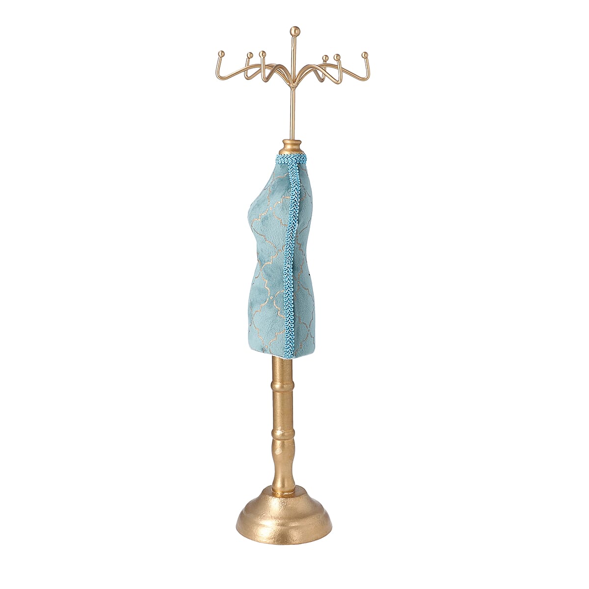 Princess Model Peacock Blue with Golden Hand-made Mannequin Jewelry Display Stand image number 2