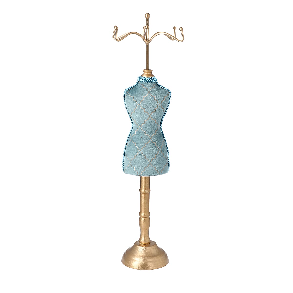 Princess Model Peacock Blue with Golden Hand-made Mannequin Jewelry Display Stand image number 3