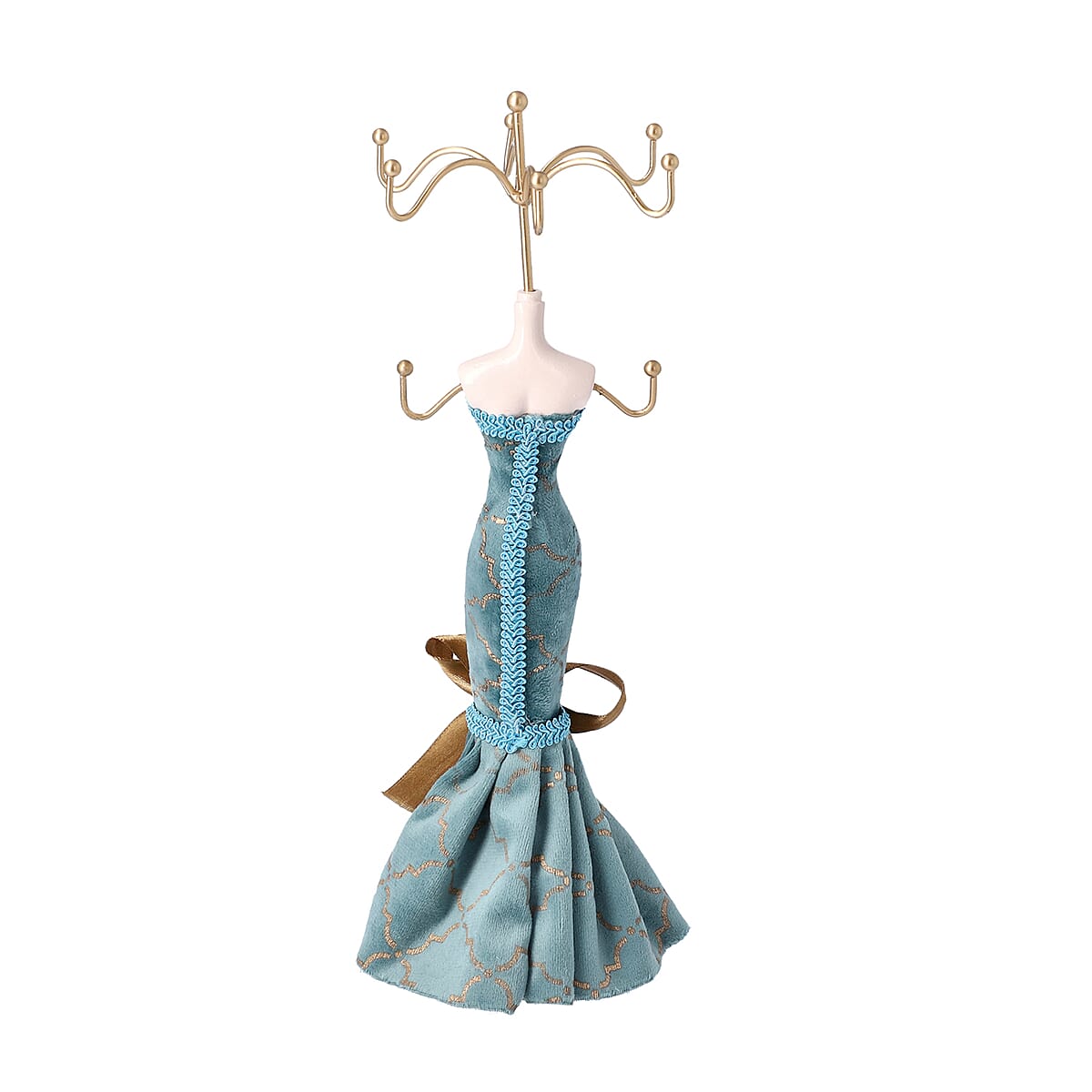 Princess Model Peacock Blue with Golden Hand-made Mannequin Jewelry Display Stand image number 3