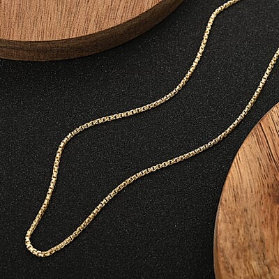 Italian 14K Yellow Gold Over Sterling Silver 1.3mm Box Chain 20 Inches 3.80 Grams