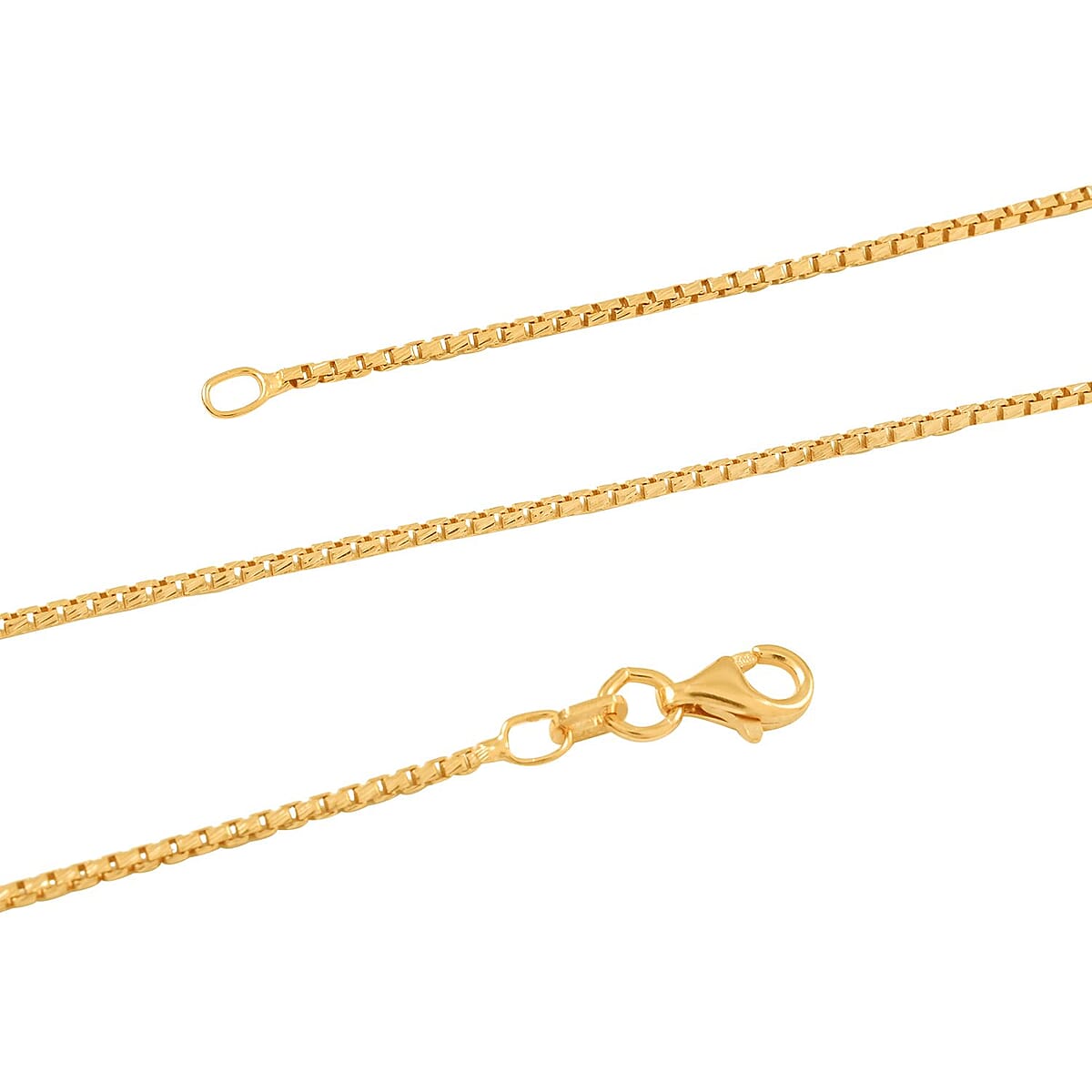 Italian 14K Yellow Gold Over Sterling Silver 1.3mm Box Chain 20 Inches 3.80 Grams image number 2
