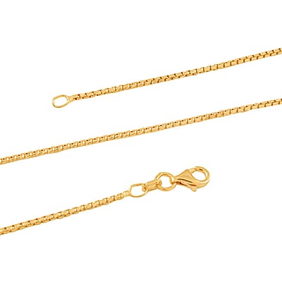 Italian 14K Yellow Gold Over Sterling Silver 1.3mm Box Chain 20 Inches 3.80 Grams