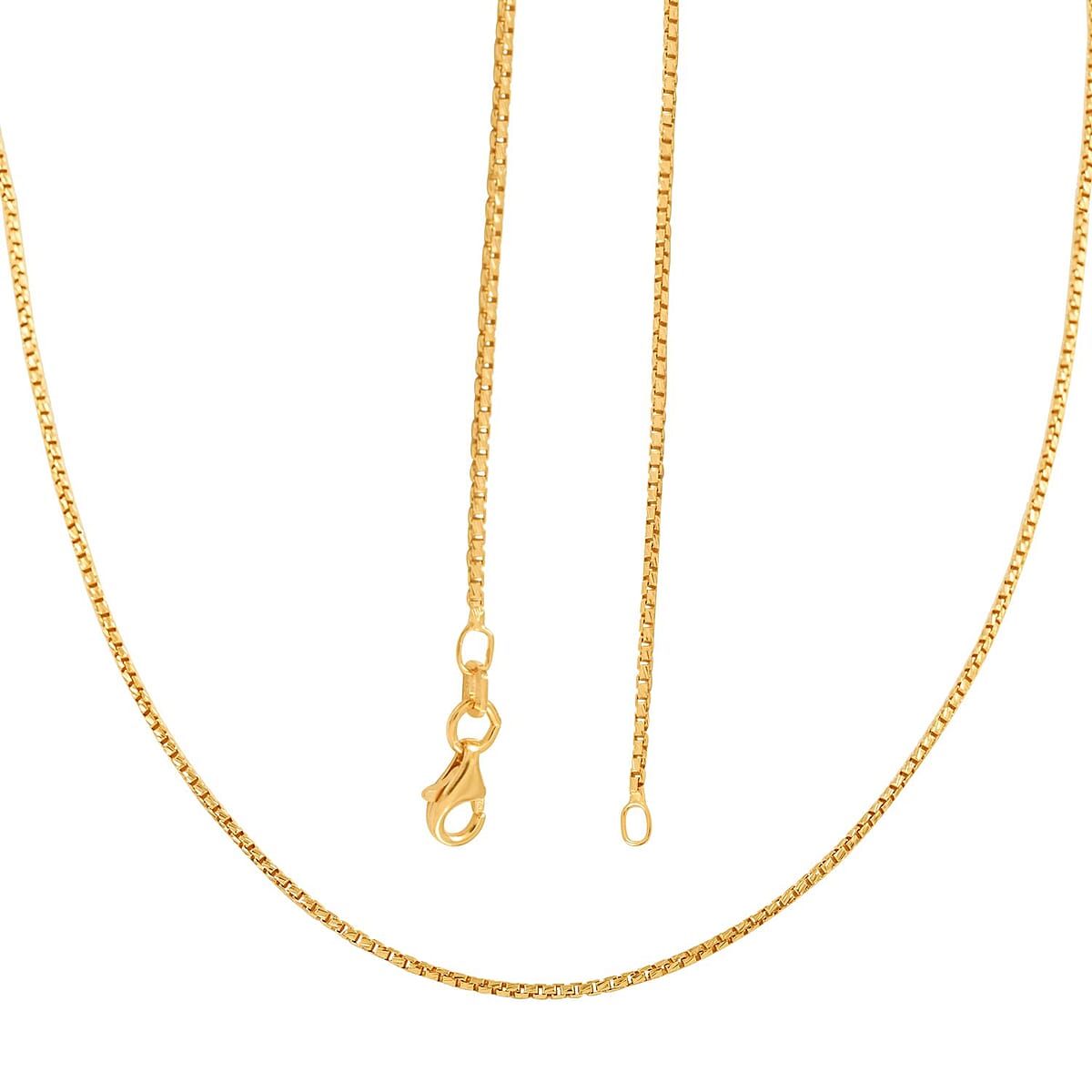 Italian 14K Yellow Gold Over Sterling Silver 1.3mm Box Chain 20 Inches 3.80 Grams image number 4