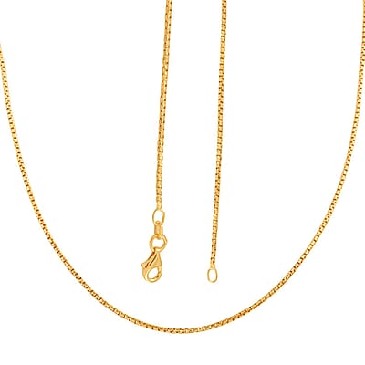 Italian 14K Yellow Gold Over Sterling Silver 1.3mm Box Chain 20 Inches 3.80 Grams