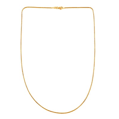 Italian 14K Yellow Gold Over Sterling Silver 1.3mm Box Chain 20 Inches 3.80 Grams