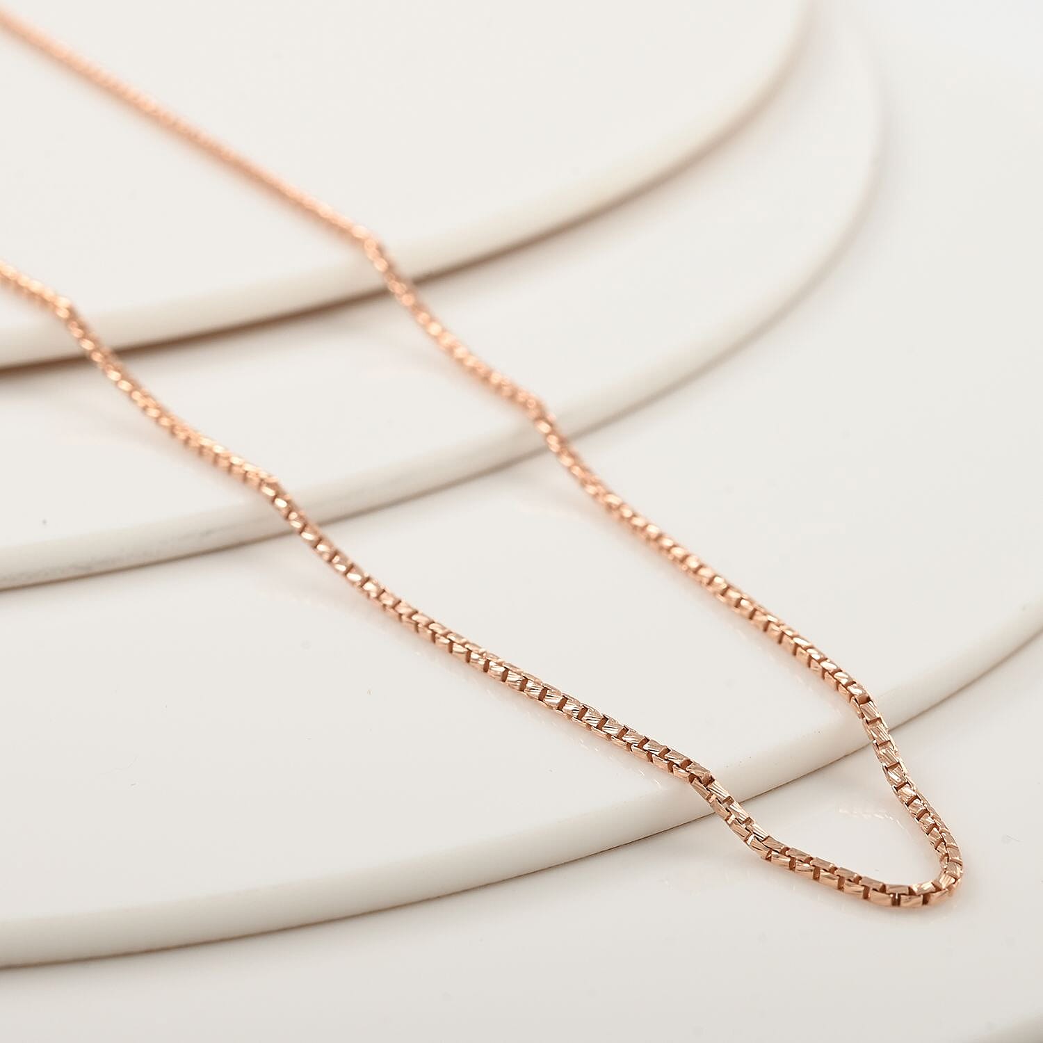 Italian 14K Rose Gold Over Sterling Silver 1.3mm Box Chain 20 Inches 3.80 Grams