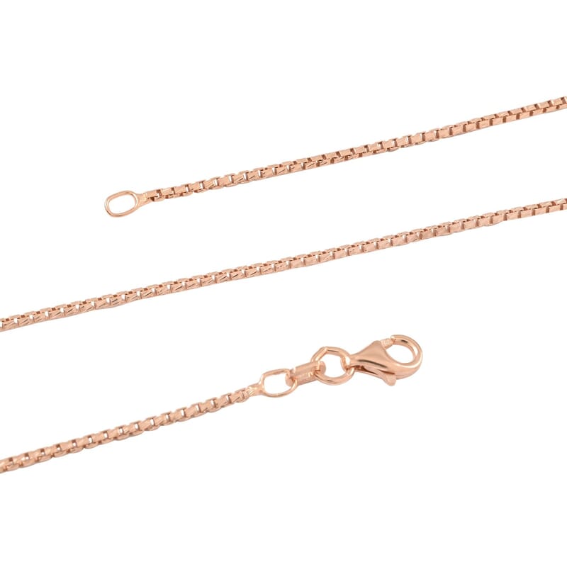 Italian 14K Rose Gold Over Sterling Silver 1.3mm Box Chain 20 Inches 3.80 Grams