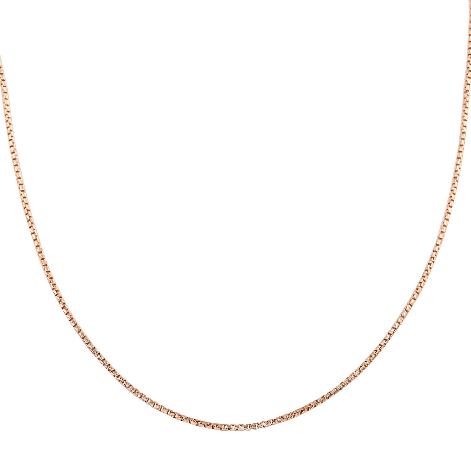 Italian 14K Rose Gold Over Sterling Silver 1.3mm Box Chain 20 Inches 3.80 Grams