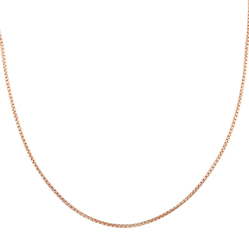 Italian 14K Rose Gold Over Sterling Silver 1.3mm Box Chain 20 Inches 3.80 Grams