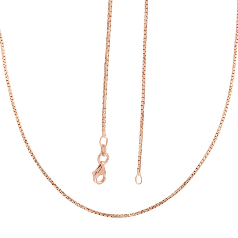 Italian 14K Rose Gold Over Sterling Silver 1.3mm Box Chain 20 Inches 3.80 Grams