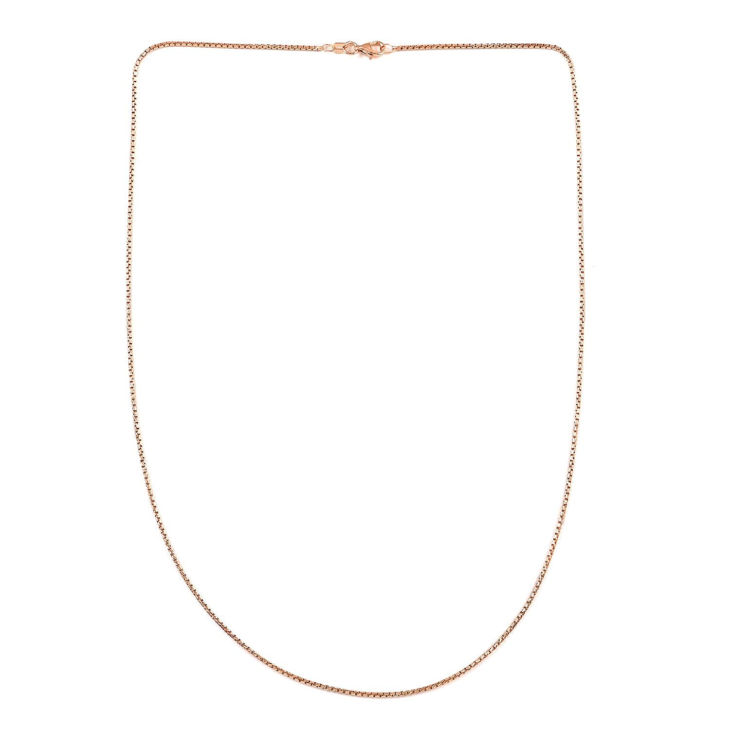 Italian 14K Rose Gold Over Sterling Silver 1.3mm Box Chain 20 Inches 3.80 Grams