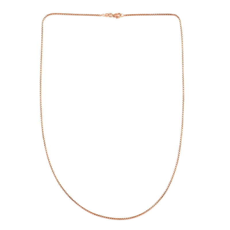 Italian 14K Rose Gold Over Sterling Silver 1.3mm Box Chain 20 Inches 3.80 Grams