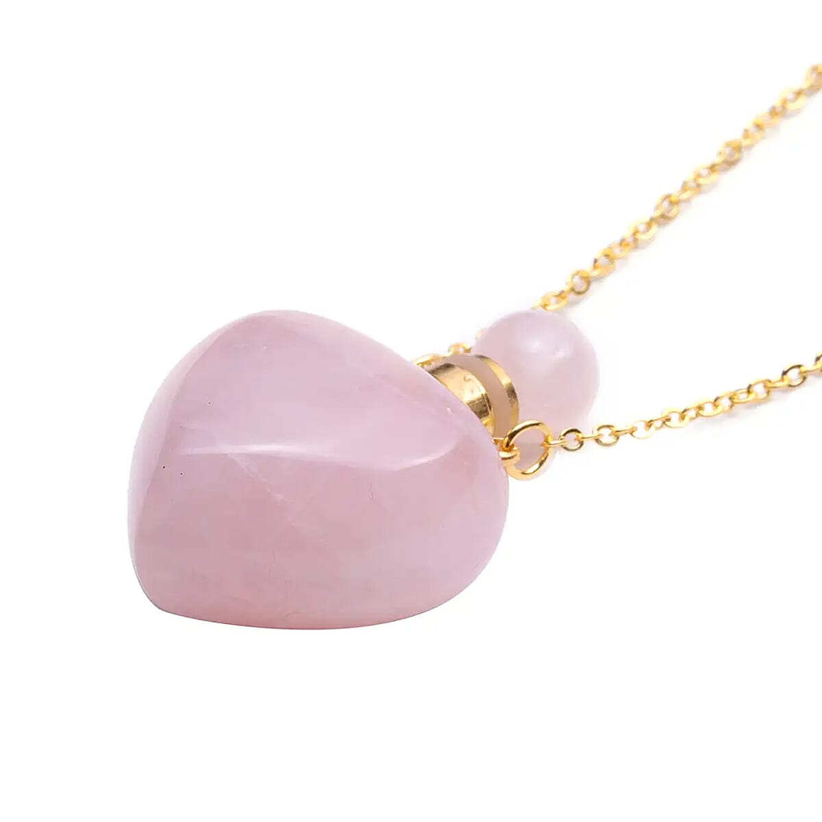 Galilea Rose Quartz Perfume Bottle Necklace 22 Inches in Goldtone 80.00 ctw image number 5