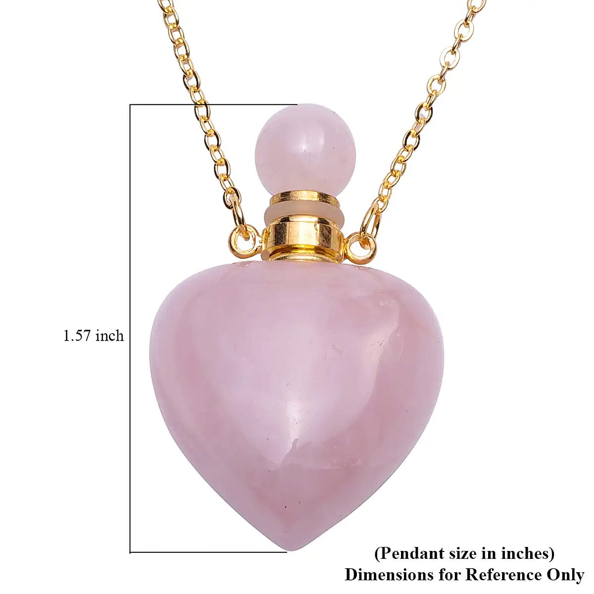 Galilea Rose Quartz Perfume Bottle Necklace 22 Inches in Goldtone 80.00 ctw image number 6