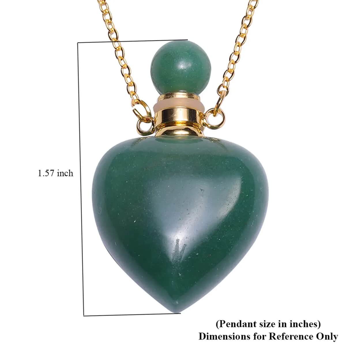 Green Aventurine Perfume Bottle Necklace 22 Inches in Goldtone 80.00 ctw image number 6