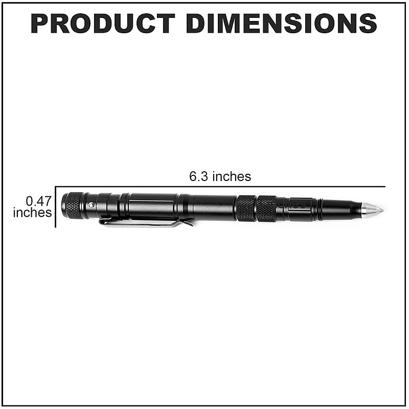 Black 4 in 1 Multifunctional Tools Pen (Whistle, Knife, Ballpoint Pen, LED flashlight, Glass Breaker, Pen Clip, 9 Batteries and 3 Ballpoint Refills)